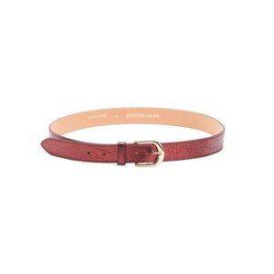 PERSAMAN NEW YORK Dark Red Made In Italy Leather Faux Croc Belt